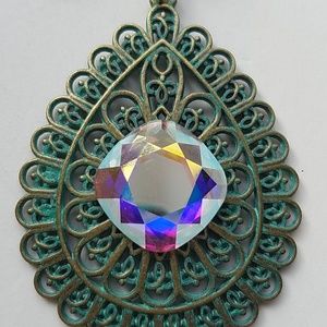 GASOLINE GLAMOUR Jewelry - GYPSY MEDALLION patina drop OPAL XL stone necklace GASOLINE GLAMOUR Jewelry - GYPSY MEDALLION patina drop OPAL XL stone necklace